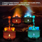 BOHOFAM Aroma Essential Oil Diffuser 360 ML,Volcano and Flame Diffuser/Humidifier,give1.76 oz Hotel Collection Essential Oils,Blue/red Light Selection,Diffusers for Home,Large Room(Black Cracks)