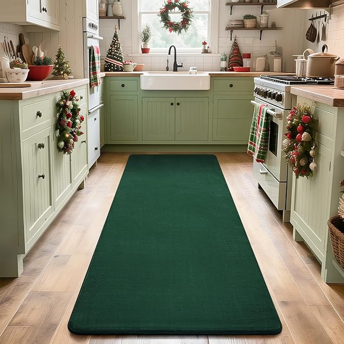 Przemy Washable Runner Rug for Bedroom Living Room, 2x6 Feet Green Memory Foam Hallway Rugs, Super Soft Modern Indoor Carpet for Bedside Kids Room Boys Girls Dorm Nursery Decor