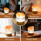 MYDAYS&DESIGN Salt Lamp Natural Pink Crystal Himalayan Salt Rocks, LED Light Dimmer with 3 Levels Cordless, Crystal Lamp Night Light Rechargeable for Room Home Decor Relaxation Ambiance
