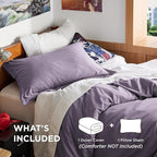 Bedsure Duvet Cover Twin/Twin XL Size - Soft Double Brushed Bedding Set for Kids & Adults, Zipper Closure, 2 Pieces, Includes 1 Duvet Cover (68"x90") & 1 Pillow Sham, NO Comforter, Grayish Purple