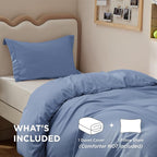 Bedsure Duvet Cover Twin/Twin XL Size - Soft Double Brushed Bedding Set for Kids & Adults, Zipper Closure, 2 Pieces, Includes 1 Duvet Cover (68"x90") & 1 Pillow Sham, NO Comforter, Slate Blue