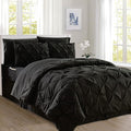 Elegant Comfort 8-Piece Pinch Pleated Comforter Set - All Season Complete Bed in a Bag, Includes 4pc Smart Sheet Set, Bed Skirt, Comforter, Matching Pillowcases and Shams, Twin/Twin XL, Black