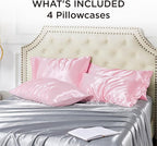 Bedsure Satin Pillowcase for Hair and Skin Queen - Pink Silky Pillowcase 4 Pack 20x30 Inches with Envelope Closure, Similar to Silk Pillow Cases, Gifts for Women Men