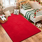 Przemy Washable Area Rug for Living Room Bedroom, 5x7 Feet Red Memory Foam Rug, Super Soft Modern Indoor Carpet for Kids Room Girls Boys Dorm Nursery Decor