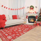 XLUEZ Runner Rug 2x6 Christmas Rugs, Machine Washable Kitchen Runner Boho Christmas Tree Snowflake Rug Non-Slip Soft Low Pile Hallway Rugs for Entryway Bedroom Bathroom Laundry(Xmas Red, 2'x6')