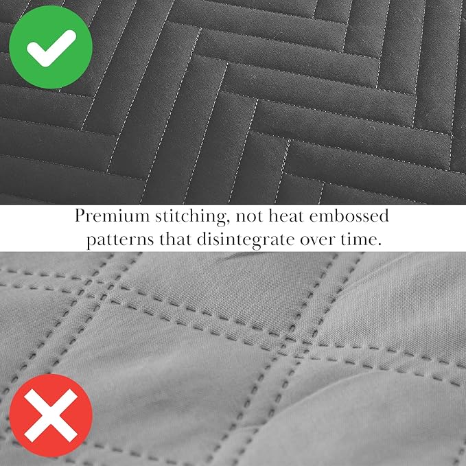 Southshore Fine Living, Inc. Oversized Quilt Bedding Set Lightweight, Prewash Fabric Soft Bedspread 3-Piece with Two Matching Shams (108 in Wide x 98 in Long), King/California King, Chevron Slate
