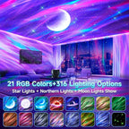 Northern Lights Projector Birthday Gifts for Him Galaxy Projector for Bedroom, 300+Colors Modes Aurora Light,15White Noise Sound Machine &Bluetooth Star Projector Galaxy Lights, Remote,Gifts for Boy