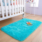 Noahas Door Mat Indoor Entrance,2x3 Shaggy Small Teal Blue Area Rugs for Entryway,Non-Slip Fluffy Entry Bedroom Rug,Soft Plush Bedside Throw Kids Carpet