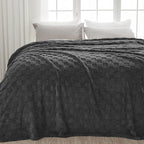 NEWCOSPLAY Super Soft Queen Blanket Dark Grey Premium Silky Flannel Fleece 3D Checkered Lightweight Bed Blanket All Season Use (Dark Grey Checkered, Queen(90"x90"))