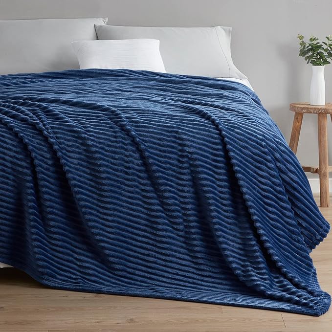 Nestl Blue Throw Blanket for Couch - Cozy Warm Fuzzy Blankets for Women, Plush Small Fleece Throws for Girls - Navy Blue, 50 x 60 Inches