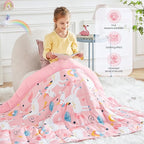 HOSUKKO Weighted Blanket - 2 lbs Cooling Pink Unicorn Heavy Blanket - Small Size Breathable Blanket for Hot Sleepers(36 * 48 inches, 2 lbs)