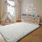 ONASAR Cream White 8x10 Area Rugs for Living Room, Large Fluffy Shag Bedroom Rug, Ivory Soft Plush Thick Shaggy Big Floor Carpet for Kids Boy and Girls Teen Dorm Nursery Indoor Home Decor