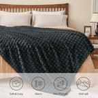 BEDELITE Charcoal Gray Throw Blanket for Couch and Bed- Super Soft and Warm 3D Checkered Fluffy Fuzzy Fleece Blanket, Luxurious Plush Cozy Blanket for Room Decor Spring, 50x60 inches