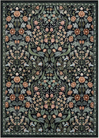 Lahome Claude Floral 5x7 Rug for Living Room, Soft Washable Area Rugs for Bedroom, Botanical Thin Stain-Resistant Black Boho Carpet for Dining Room, Guestroom, Nursery Indoor