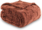 NEWCOSPLAY Super Soft King Blanket Coffee Premium Silky Flannel Fleece 3D Checkered Lightweight Bed Blanket All Season Use (Coffee Checkered, King(90"x110"))