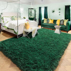 Amdrebio Dark Green Area Rugs for Living Room, 5x8, Fluffy Thick Rug for Bedroom, Soft Indoor Furry Rugs for Kids Room, Teen, Shag Modern Cool Carpet for Nursery Playroom Classroom, Emerald Green