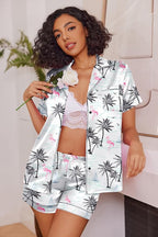 Ekouaer Womens Satin Silk Pajamas Set Short Sleeve Sleepwear Button Down Top and Shorts Loungewear 2 Piece Pjs Set S-XXL