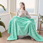 NEWCOSPLAY Super Soft Queen Blanket Aqua Premium Silky Flannel Fleece 3D Checkered Lightweight Bed Blanket All Season Use (Aqua Checkered, Queen(90"x90"))