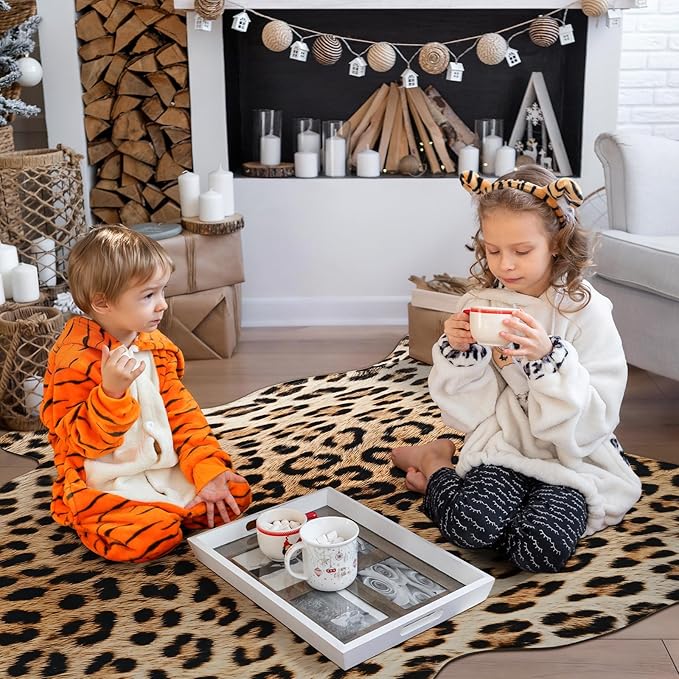 HOMORE Leopard Rug, 4.6x5.2 Feet Animal Skin Print Rug, Cheetah Rugs for Wall Art Decor,Western Floor Carpet for Bedroom Living Room Dining Room