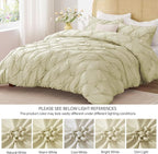 BEDELITE Beige Twin Comforter Set - 2 Peices Boho Pintuck Bedding Comforter Sets, Lightweight Soft & Warm Twin Bedding Sets with 1 Pillowcase for All Season