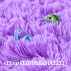 junovo 8x10 Purple Washable Area Rug for Girls Bedroom Living Room, Soft Non-Slip Fluffy Rugs, Shag Plush Memory Foam Carpet for Kids Room Baby Nursery Home Decor