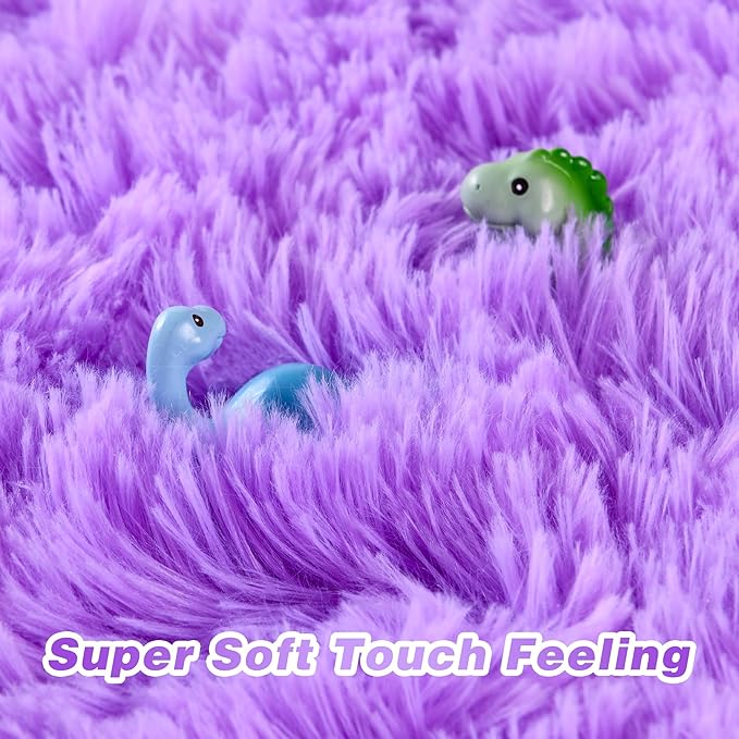junovo 8x10 Purple Washable Area Rug for Girls Bedroom Living Room, Soft Non-Slip Fluffy Rugs, Shag Plush Memory Foam Carpet for Kids Room Baby Nursery Home Decor