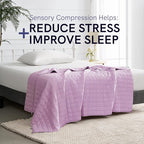 YnM Exclusive Weighted Blanket, Soothing Organic Long Stapled Cotton, Smallest Compartments, Bed Blanket for One Person of 140lbs, Ideal for Twin/Full Bed (48x72 Inches, 15 Pounds, Lavender)