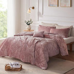 Intelligent Design King Comforter Set, Velvet Comforter Set , Luxury Diamond Quilting Comforter Set, Fluffy Comforter Bed Set with Decorative Pillowand 2 Shams, 4 Piece Pink, King/ Cal King