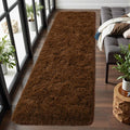 Macgace Fluffy Runner Rug, 2x6 Brown Washable Hallway Area Rugs for Bedroom Living Room Kitchen Laundry, Long Shag Rug with Non Slip Rubber Backing Fuzzy Entryway Carpet Modern Home Decor
