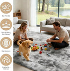 5x7 Area Rug Fluffy Shaggy Ultra Soft Faux Fur Non-Slip Machine Washable Carpet for Bedroom, Living Room, Nursery & Dorm Cozy Home Decor