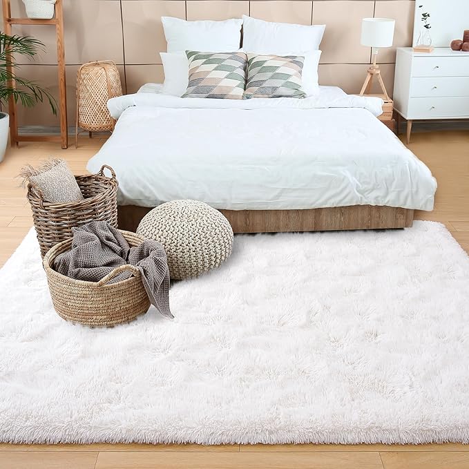 Noahas Large Fluffy Cream White 7x10 Area Rugs for Living Room Bedroom,Thick Shag Throw Rug,Big Soft Shaggy Bedside Non-Slip Plush Dorm Nursery Kids Carpet