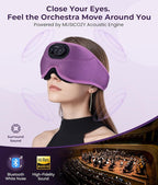 MUSICOZY 3D Bluetooth Sleep Mask with Headphones and Timer, Wireless Sleep Headphones for Side Sleepers, Eye Mask with Bluetooth Headphone, Unique Gifts for Men Women, Purple