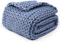 YnM Chunky Throw Blanket, Medium-Weight, Hand Knitted, Skin Friendly, Ventilated and Breathable, Machine Washable, Home Décor Piece for Couch, Sofa and Bed (Cerulean Blue, 40x50 Inch)