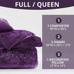 Intelligent Design King Comforter Set, Velvet Comforter Set , Luxury Diamond Quilting Comforter Set, Fluffy Comforter Bed Set with Decorative Pillowand 2 Shams, 4 Piece Purple, King/ Cal King