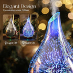 Porseme Essential Oil Diffuser 280ml Aromatherapy Ultrasonic Oil Diffusers 3D Glass Cool Mist Humidifier, Air Refresh Auto Shut-Off, Timer Setting, BPA Free for Home Hotel Yoga Leisure SPA Gift