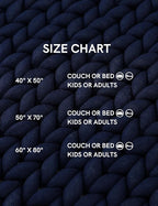 YnM Chunky Throw Blanket, Medium-Weight, Hand Knitted, Skin Friendly, Ventilated and Breathable, Machine Washable, Home Décor Piece for Couch, Sofa and Bed (Indigo Blue, 50x70 Inch)