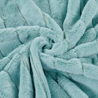 Striped Throw Blanket and Pillow Covers Set (No Inserts) for Couch and Bed, Plush Warm Lightweight Fuzzy Faux Fur Blanket for All Seasons (50" x 60", Pastel Blue)
