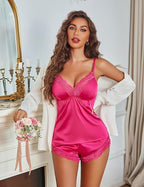 Avidlove Satin Pajamas Set Womens Lace Sleepwear Sexy Lingerie Cami Shorts Set S-XXL
