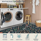 Lahome Insect Botanical Floral 2x3 Small Kitchen Rugs for Entryway Black Door Mat Indoor Entrance,Washable Boho Bathroom Area Rug,Soft Non-Slip Indoor Carpet Throw Rugs for Entry Laundry(Black,2x3)