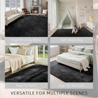 Shag Black Rug 6x9 Area Rugs for Bedroom Living Room - Non Slip Ultra Soft Large Fluffy Fuzzy Plush Shaggy Furry Bedside Rug for Dorm Kids Room Nursery Playroom,Home Office Modern Carpet