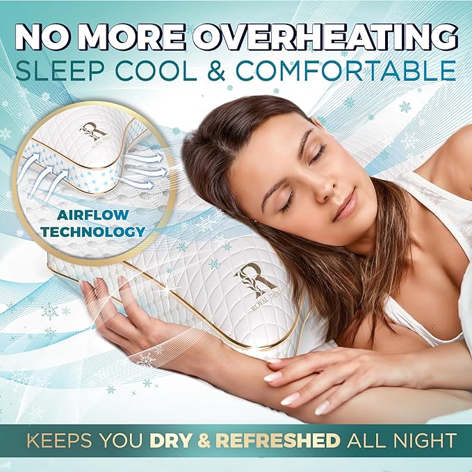 Royal Therapy King 2 Pack Memory Foam Pillow, Adjustable Shredded Odor-Free Cut-Out Bed Pillow for Neck & Shoulder Pain Relief, Breathable Support for Back, Stomach, Side Sleepers, BioForm