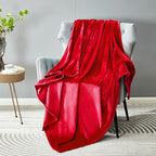DREAMNINE Extra Soft Fuzzy Fleece Throw Blanket for Couch Sofa Chair 50" x 60", Decorative Solid Lightweight Fluffy Velvet Blankets,Cozy Accent Shaggy Plush Warm Flannel Blanket for Winter Bedroom,Red