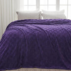 NEWCOSPLAY Super Soft King Blanket Purple Premium Silky Flannel Fleece 3D Checkered Lightweight Bed Blanket All Season Use (Purple Checkered, King(90"x110"))