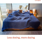 YnM Knitted Weighted Blanket, Hand Made Chunky Knit Weighted Throw Blanket for Sleep, Stress or Home Décor (Navy, 60''x80'' 15lbs), Suit for One Person(~140lb) Use on Twin/Full Bed