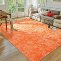 Softlife Orange Area Rug for Bedroom, Fluffy Shag Plush Shaggy 4x6 Rugs for Living Room Girls Kids, Throw Soft Fuzzy Tie Dyed Small Carpet for Dorm Bedside Ultra Cozy Non-Slip Indoor Decor