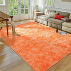 Softlife Orange Area Rug for Bedroom, Fluffy Shag Plush Shaggy 4x6 Rugs for Living Room Girls Kids, Throw Soft Fuzzy Tie Dyed Small Carpet for Dorm Bedside Ultra Cozy Non-Slip Indoor Decor