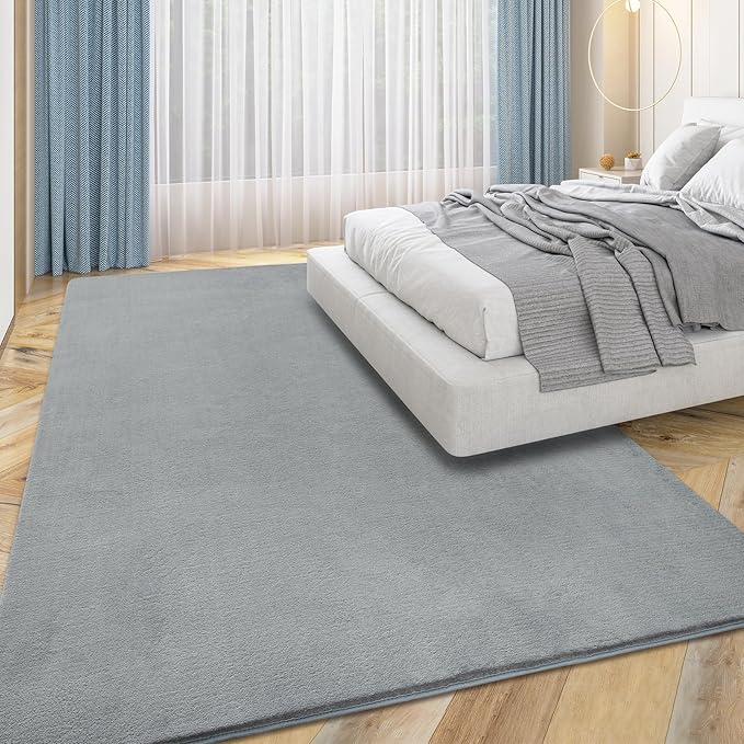 Przemy Washable Area Rug for Living Room Bedroom, 6x9 Feet Grey Memory Foam Rug, Super Soft Modern Indoor Carpet for Kids Room Girls Boys Dorm Nursery Decor Mat