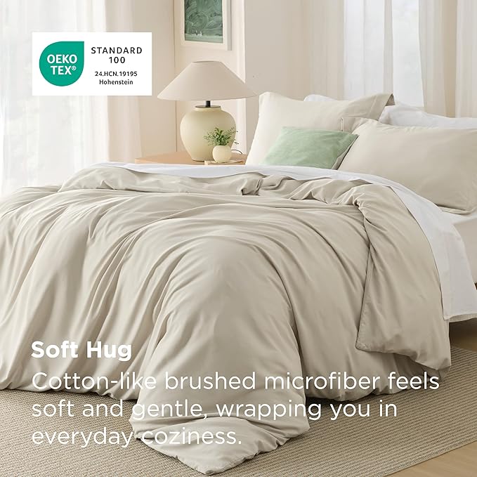 Bedsure Duvet Cover Full Size - Soft Double Brushed Bedding Set for Kids & Adults, Zipper Closure, 3 Pieces, Includes 1 Duvet Cover (80"x90") & 2 Pillow Shams, NO Comforter, Linen