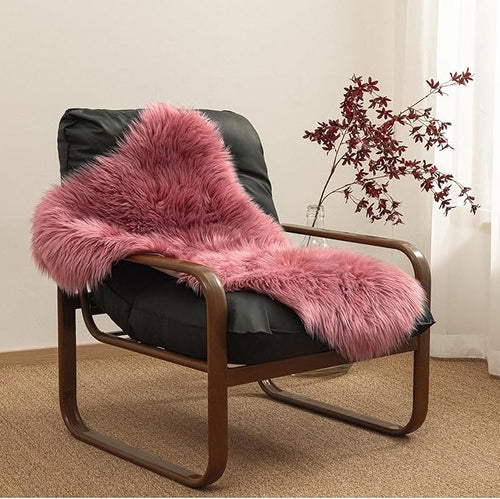 Ashler Faux Fur Area Rug - Fluffy Shaggy 2 x 3 Feet Sheepskin, Blush Pink Fuzzy Machine Washable Shag, Nursery Decor, Bedroom, Living Room, Kids Room