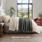 EVERGRACEHOME Chunky Chenille Knit Throw Blanket for Couch, Soft Luxurious Moss Stitch Blankets for Bed, Cozy Decorative Farmhouse Knitted Throws for Sofa, Charcoal Gray, 50" x 60"